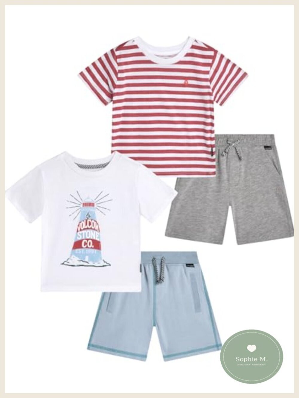 Volcom Baby Boys 4-Piece Graphic Tees & Shorts Set Cotton-Poly Blend
